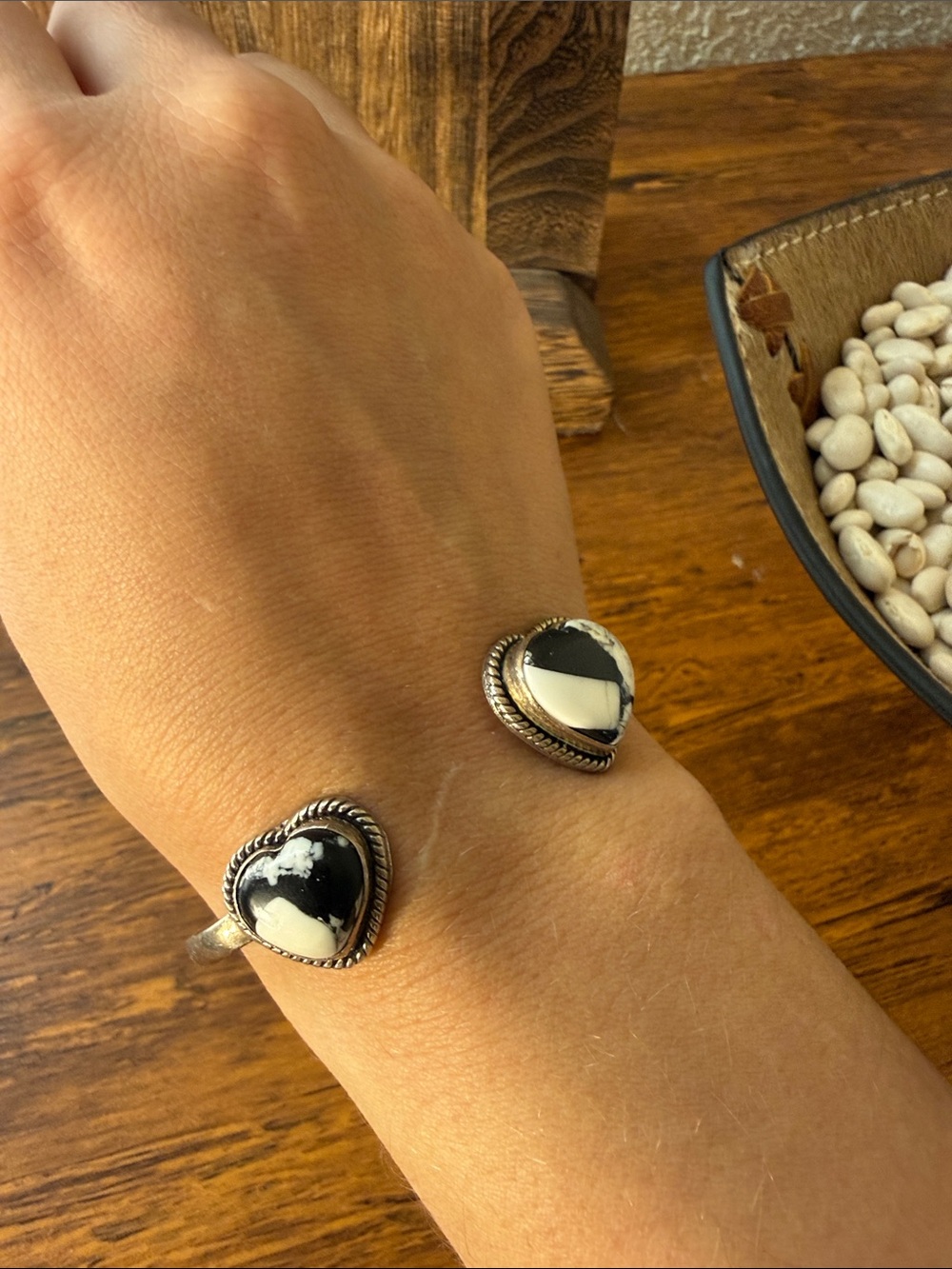 White Buffalo Heart Cuff Bracelet - Women Jewelry